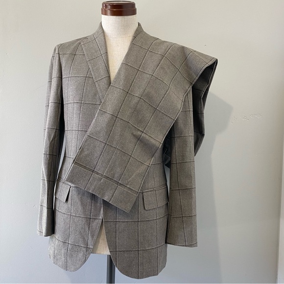 UNITED ARROWS men’s brown windowpane check flannel suit, JP 44 (US 34S) - Picture 1 of 16